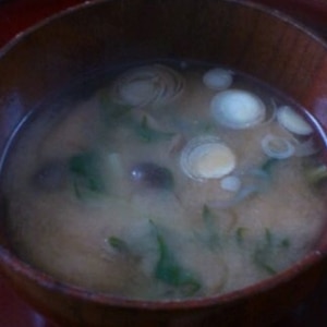 だし入り味噌で☆簡単！水菜としめじのお味噌汁